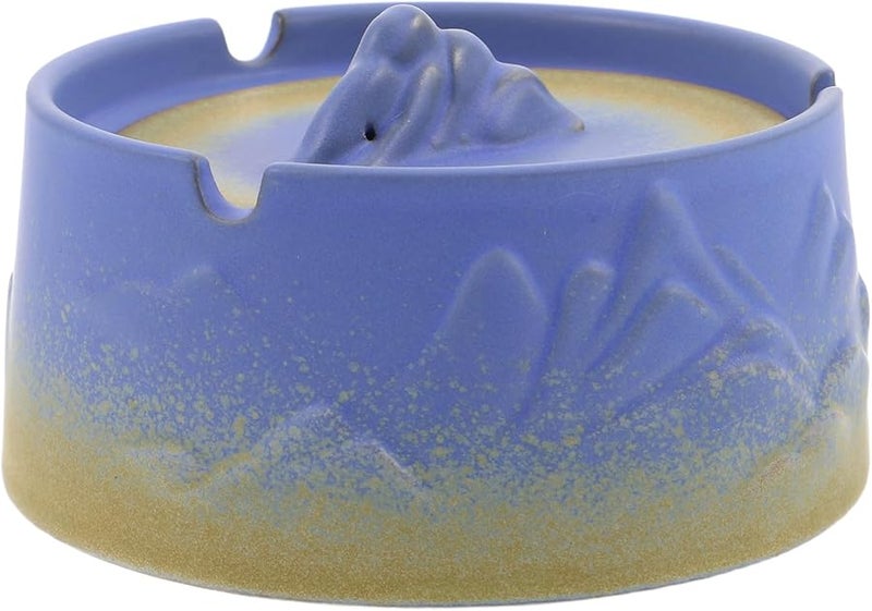 Retro Ceramic Ashtray with Lid Windproof Porcelain Ash Holder for Outdoor Patio Home Office - Image 1